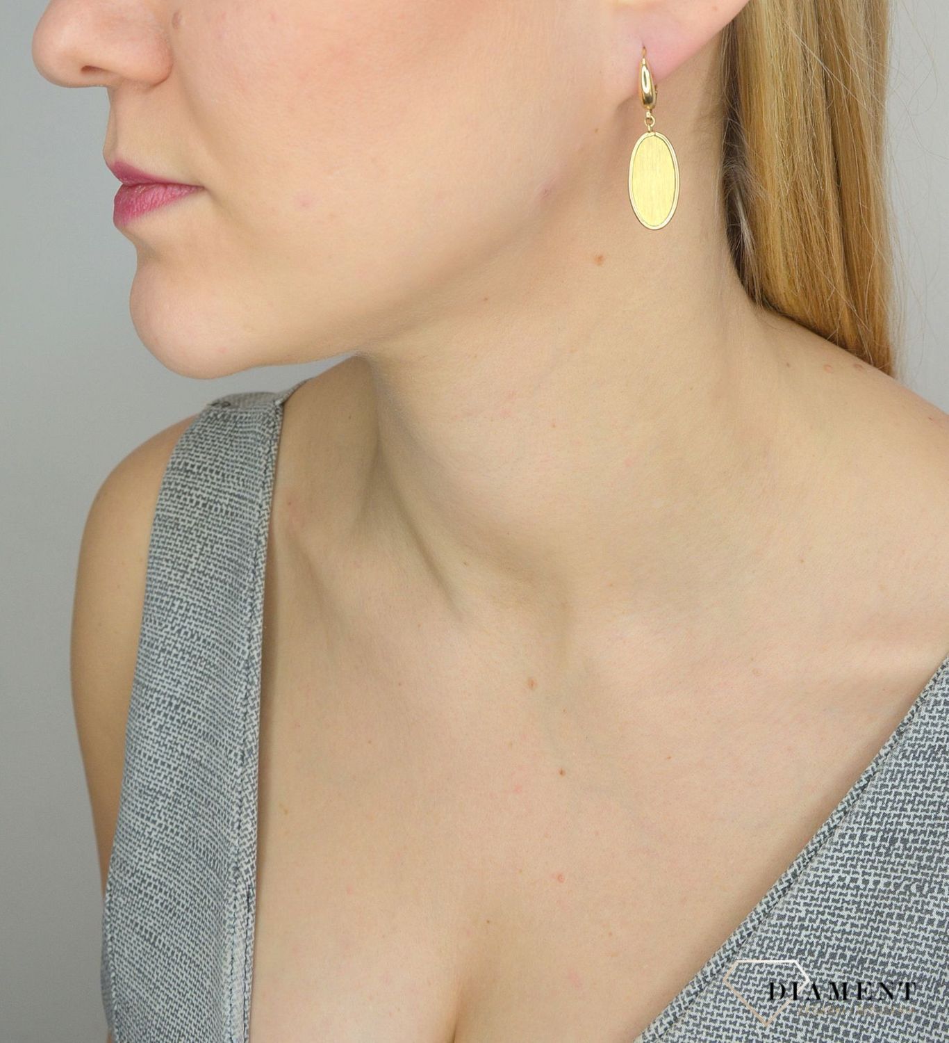 Złote kolczyki owalne, matowe Dall'Acqua Gold KS1 AG 090.jpg